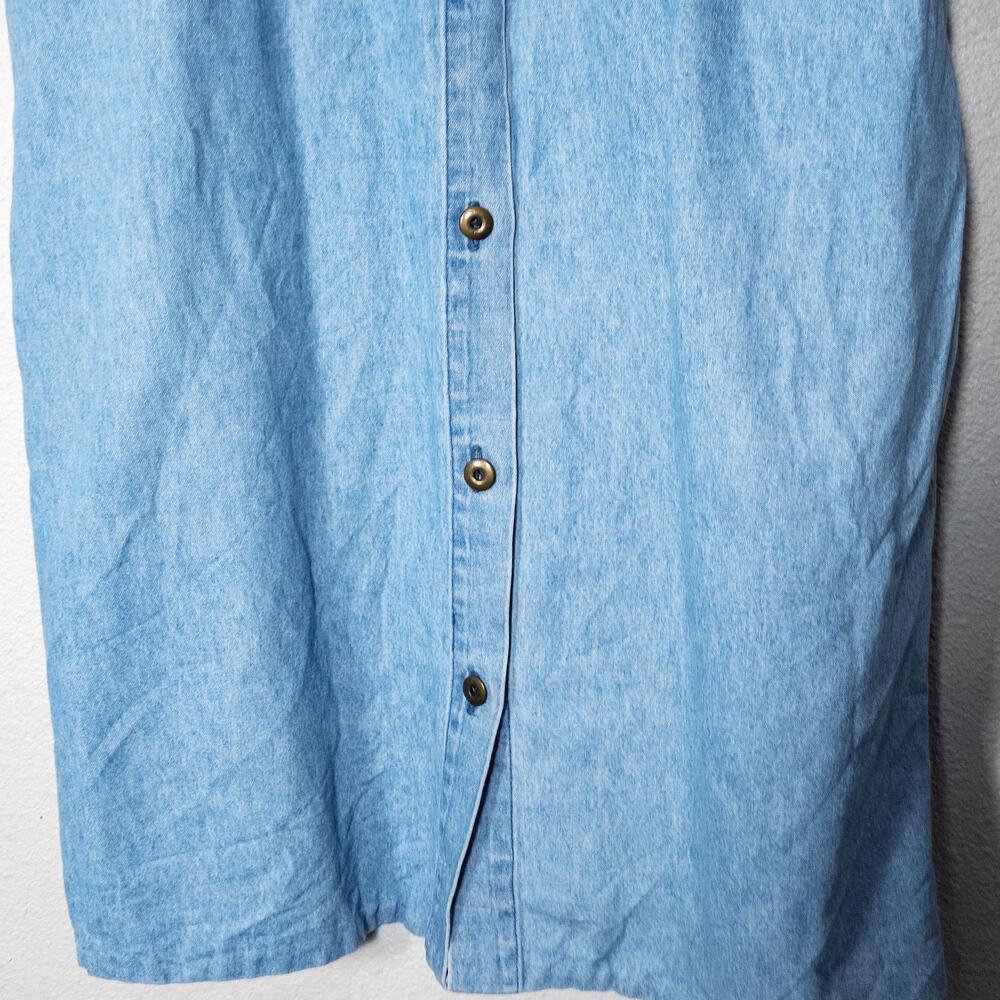 Lord Isaacs Denim Shirt Dress Size L Western Core Button Front Vintage - Picture 5 of 10